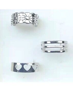 Toe Rings Foot Jewelry 3pc Silver Adjustable Beach Boho Vacation Trendy Goddess